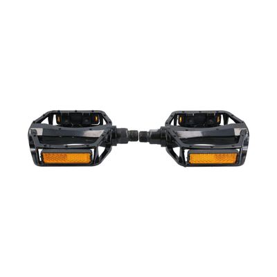 AB Tools Alloy Platform Pedals 9/16" Mountain Bicycle Cycle Bike MTB Amber Reflectors