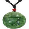 1.9" China Certified Nature Hetian Nephrite Green Jade Fortune Fish and Lotus Hand Carved Necklace Pendant 2530 view 2