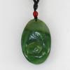 1.9" China Certified Nature Hetian Nephrite Green Jade Fortune Fish and Lotus Hand Carved Necklace Pendant 2530 view 3
