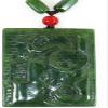 2.4" China Certified Nature Hetian Nephrite Green Jade Aspicious Double Dragon Hand Carved Necklace Pendant 2547 view 2