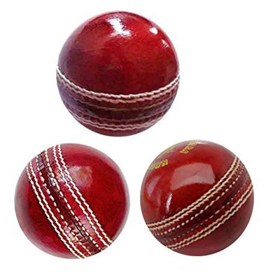 AnNafi Red Cricket Ball | Leather Cricket Balls for Practice A Grade Handstitched | Senior Official Hard & Seasoned |No Stamp for Indoor and Outdoor Practice & Training Cricket Ball (3)