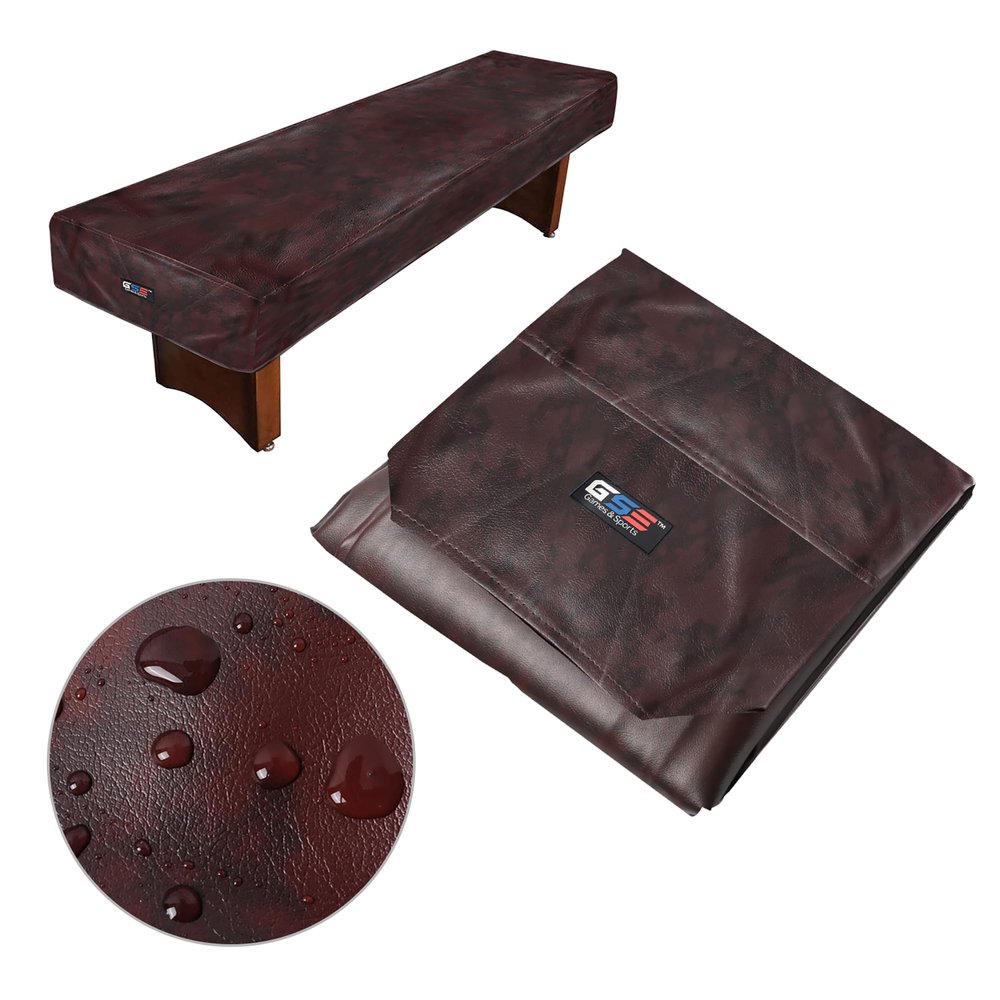 GSE Games & Sports Expert 9' Brown Heavy-Duty Leatherette Shuffleboard Table Cover for Shuffleboard Table Accessories