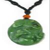 1.9" China Certified Nature Hetian Nephrite Green Jade Fortune Gourd and Ruyi Hand Caved Necklace Pendant 2529 view 2