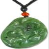 2" China Certified Nature Hetian Nephrite Green Jade Fortune Fish and Lotus Hand Carved Necklace Pendant 2541 view 2