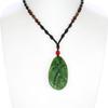 2.1" China Certified Nature Hetian Nephrite Green Jade Blessing Bat and Bamboo Hand Carved Necklace Pendant 2532 view 1
