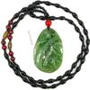 2.1" China Certified Nature Hetian Nephrite Green Jade Blessing Bat and Bamboo Hand Carved Necklace Pendant 2532 view 3