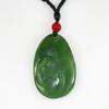 2.1" China Certified Nature Hetian Nephrite Green Jade Blessing Bat and Bamboo Hand Carved Necklace Pendant 2532 view 4