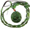 1.9" China Certified Nature Hetian Nephrite Green Jade Fortune Fish and Lotus Hand Carved Necklace Pendant 2528 view 3