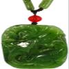 2" China Certified Nature Hetian Nephrite Green Jade Wealth Fish and Lotus Hand Carved Necklace Pendant 2525 view 2