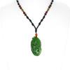 1.9" China Certified Nature Hetian Nephrite Green Jade Fortune Fish Double Hand Caved Necklace Pendant 2546 view 2
