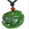 1.9" China Certified Nature Hetian Nephrite Green Jade Fortune Fish Double Hand Caved Necklace Pendant 2546 view 3