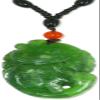 1.9" China Certified Nature Hetian Nephrite Green Jade Fortune Fish Double Hand Caved Necklace Pendant 2546 view 4