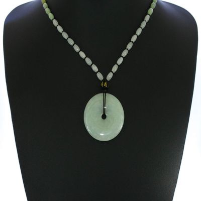 1.6" China Certified Grade A Nature Hisui Jadeite Jade Safety Button Hand Carved Neckalce Pendants 4712