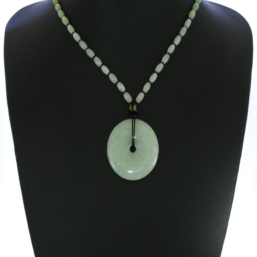1.6" China Certified Grade A Nature Hisui Jadeite Jade Safety Button Hand Carved Neckalce Pendants 4712