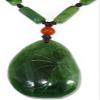 1.8" China Certified Nature Hetian Nephrite Green Jade Lucky Duck and Lotus Hand Carved Necklace Pendant 2548 view 4