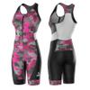 SLS3 Triathlon Suits Women Sleeveless Trisuit Women - Premium FX Fabric, Tri Suit Womens Triathlon Suit, No Shelf Bra (Pink Sangria Camo, X-Small) view 1