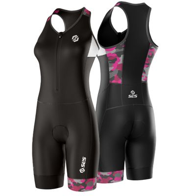SLS3 Triathlon Suits Women - One Piece Tri Suit Women with Comfortable and Durable FRT Fabric - No Shelf Bra (Pink Camo, Small)