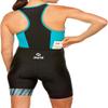SLS3 Triathlon Suits Women - One Piece Tri Suit Women with Comfortable and Durable FRT Fabric - No Shelf Bra (Black/Martinica Blue Stripes, Medium) view 2