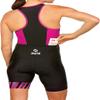 SLS3 Triathlon Suits Women - One Piece Tri Suit Women with Comfortable and Durable FRT Fabric - No Shelf Bra (Black/Bright Rose Stripes, Small) view 2