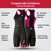 SLS3 Triathlon Suits Women - One Piece Tri Suit Women with Comfortable and Durable FRT Fabric - No Shelf Bra (Black/Bright Rose Stripes, Small) view 4