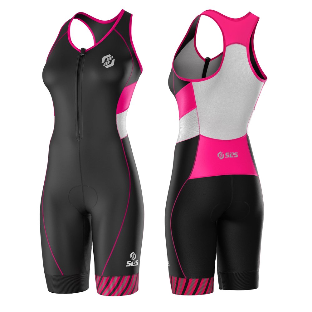 SLS3 Triathlon Suits Women Sleeveless Trisuit Women - Premium FX Fabric, Tri Suit Womens Triathlon Suit, No Shelf Bra (Sky Pink, X-Large)