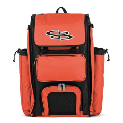 Boombah Catchers Superpack Bat Bag - 23-1/2" x 13-1/2" x 9-1/2" - Black/Orange - Holds 4 Bats - Backpack Version (no Wheels)