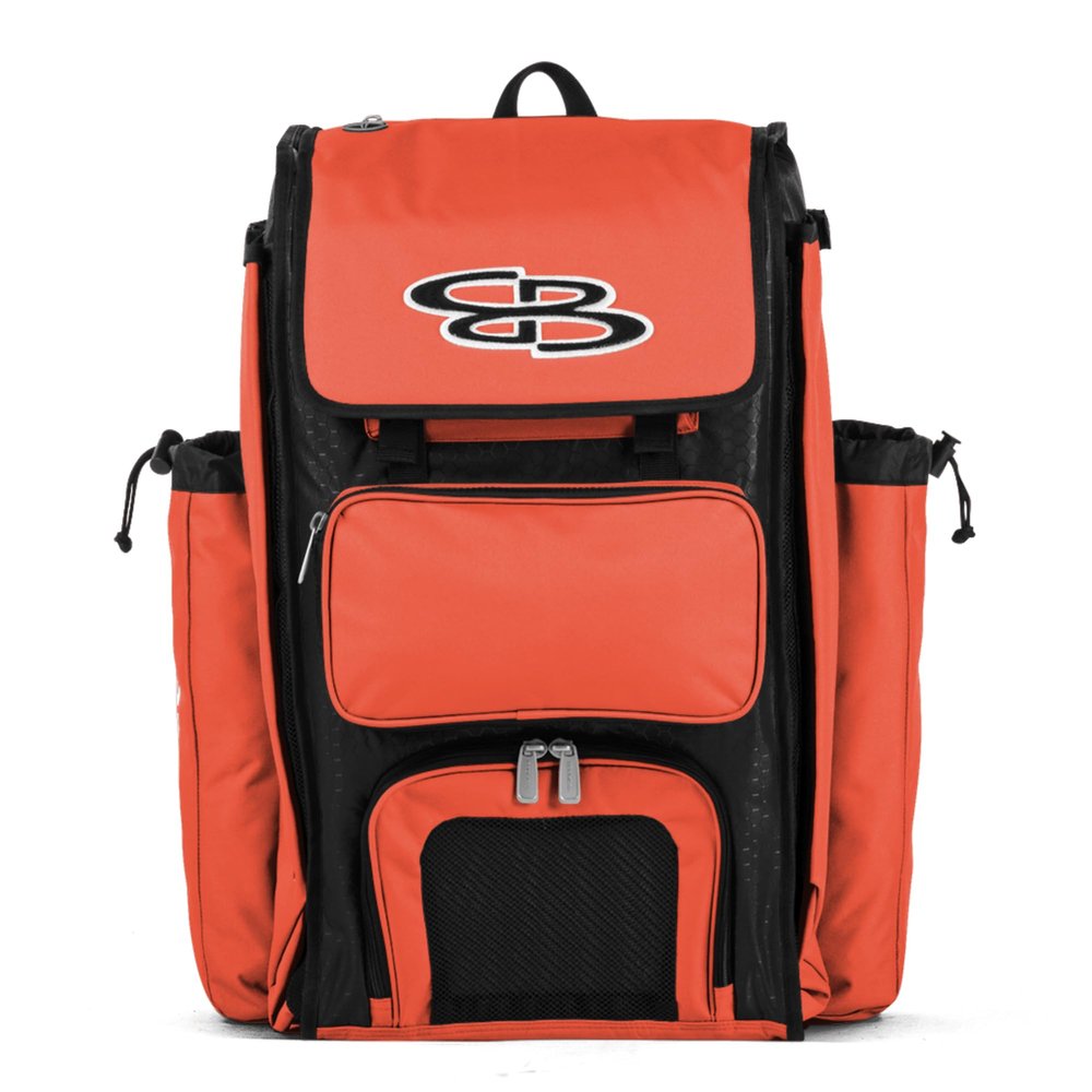 Boombah Catchers Superpack Bat Bag - 23-1/2" x 13-1/2" x 9-1/2" - Black/Orange - Holds 4 Bats - Backpack Version (no Wheels)