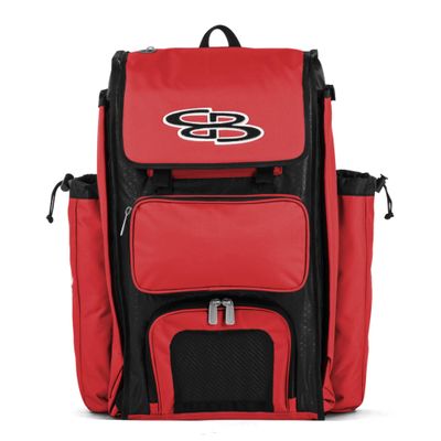 Boombah Catchers Superpack Bat Bag - 23-1/2" x 13-1/2" x 9-1/2" - Black/Red - Holds 4 Bats - Backpack Version (no Wheels)