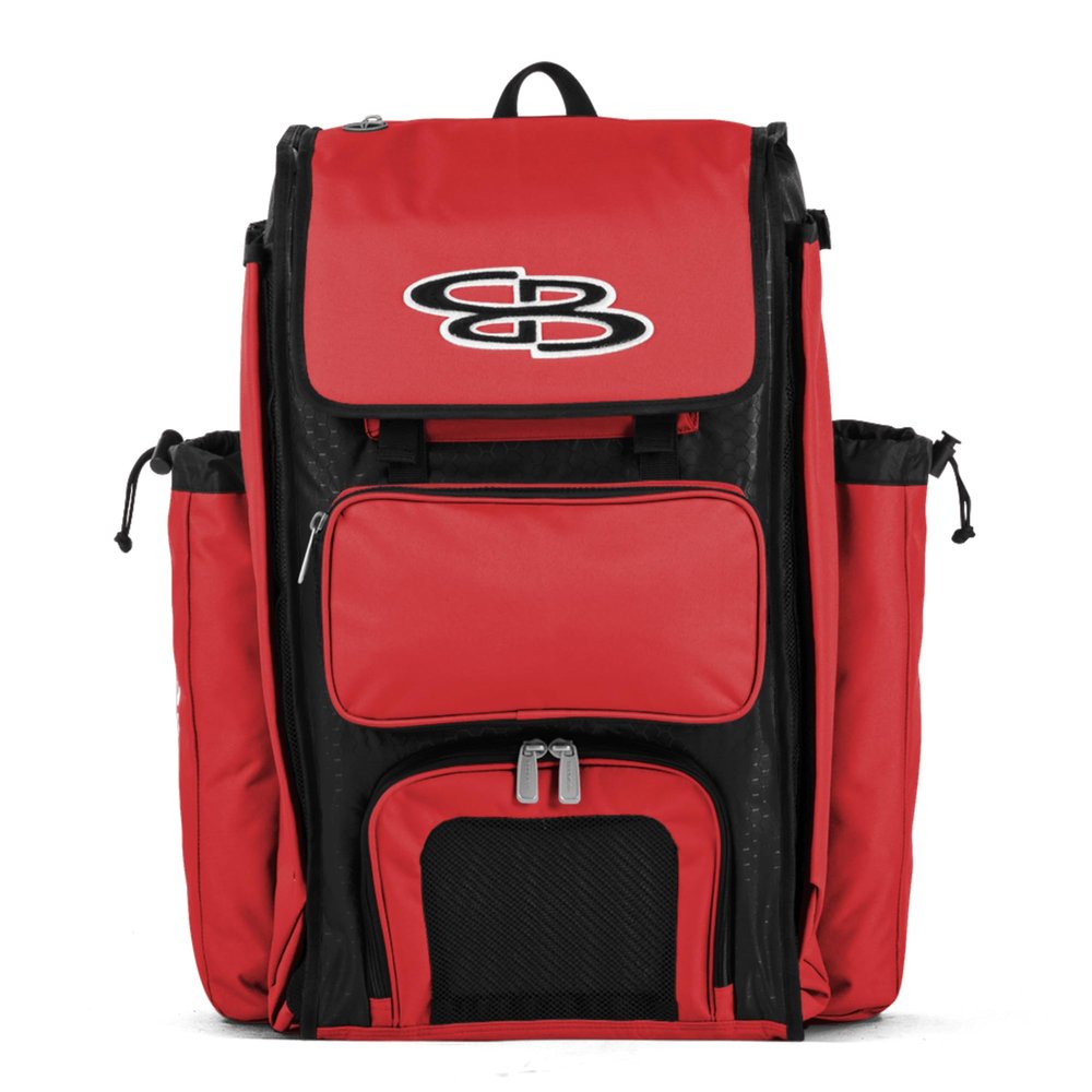 Boombah Catchers Superpack Bat Bag - 23-1/2" x 13-1/2" x 9-1/2" - Black/Red - Holds 4 Bats - Backpack Version (no Wheels)