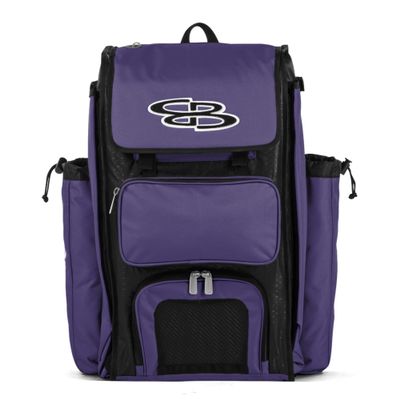 Boombah Catchers Superpack Bat Bag - 23-1/2" x 13-1/2" x 9-1/2" - Black/Purple - Holds 4 Bats - Backpack Version (no Wheels)