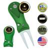 Clip Wipes Army Divot Tool & 5 Ball Markers (Green)