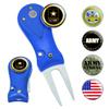 Clip Wipes Army Divot Tool & 5 Ball Markers (Blue)