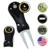 Clip Wipes Army Divot Tool & 5 Ball Markers (Black)