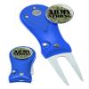 Clip Wipes Army Divot Tool Switchblade Style with Ball Marker (Blue-Strong)