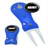 Clip Wipes Army Divot Tool Switchblade Style with Ball Marker (Blue-Army)