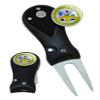Clip Wipes Army Divot Tool Switchblade Style with Ball Marker (Black-Shield)