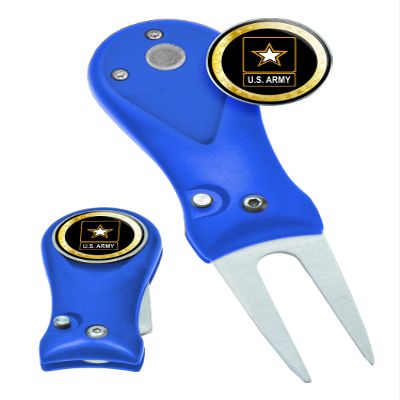 Clip Wipes Army Divot Tool Switchblade Style with Ball Marker (Blue-US Army)