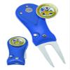 Clip Wipes Army Divot Tool Switchblade Style with Ball Marker (Blue-Shield) view 1