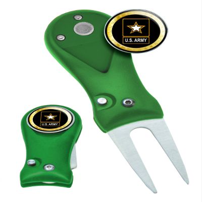 Clip Wipes Army Divot Tool Switchblade Style with Ball Marker (Green-US Army)