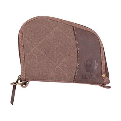 Allen Company Ruger Prescott Heritage Pistol Case by Allen Company, Fits: Sub Compact 2in/50mm, Compact 4.2in/106.6mm, Med Frame 4 in/101.6 mm, Larg Frame 5 in/127 mm, Cotton Canvas, 9 x 7 inch, Brown