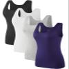 Air Curvey 4 Pack Tank Top for Women Basic Undershirt Tanks Sleeveless Casual Shirts Soft Seamless Layering Tops Black White Grey Navy M view 1