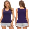 Air Curvey 4 Pack Tank Top for Women Basic Undershirt Tanks Sleeveless Casual Shirts Soft Seamless Layering Tops Black White Grey Navy M view 3