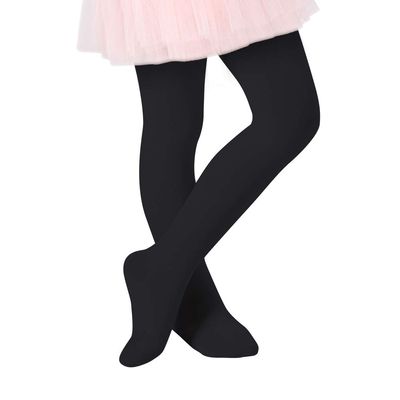 Century Star Black Ballet Tights for Girls Toddler -Super Soft Footed Black Dance Tights Stockings for Kids 3-6 Years
