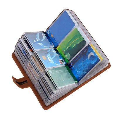 JERLA RFID Credit Card Holder book,Leather Business Card Organizer for Women Men 96 Card Slots (Brown)