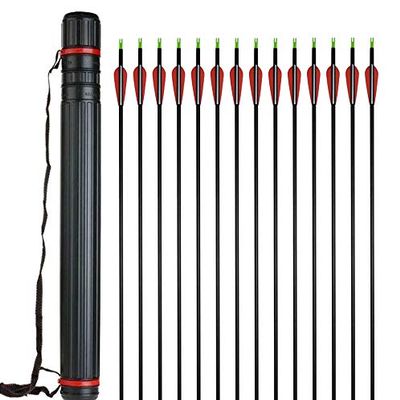 Obert 24pcs 31Inch Archery Carbon Arrow Spine 500 with Black Quivers for Hunting Shooting Target Practice