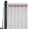 Obert 24pcs 31Inch Archery Carbon Arrow Spine 500 with Black Quivers for Hunting Shooting Target Practice view 1