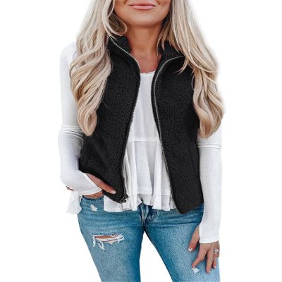 LOMON Women's Plus Size Warm Cardigan Vest Sleeveless Vest Jacket Womens Fleece Vests Lightweight Vests for Women Black S