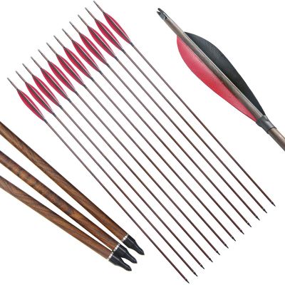 Obert 12pcs Archery Pure Carbon Arrows 30" Spine 500 with 5" Real Turkey Feathers for Hunting Recurvebow Compoundbow