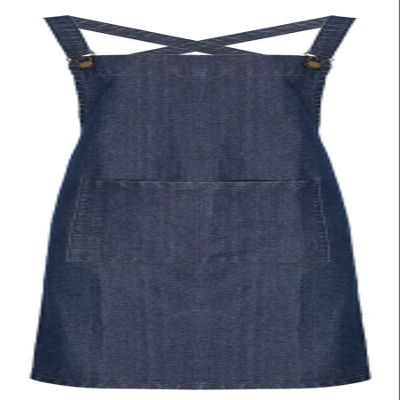 Unisex Restaurant Waiter Work Cross Back Kitchen Work Wear Barista Bib Apron Indigo Denim One Size