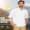 linlon Mens Safari Shirts Long Sleeve UV Protection Hiking Fishing UPF 50+ Quick Dry Cooling Camping Travel Shirts#5066-White-S view 4